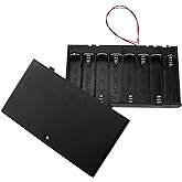 E-outstanding 12V Battery Holder 8X 1.5V AA Battery Storage Case Black Box with ON/Off Switch and Wire Leads