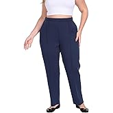 HAPPIERE Plus Size Sweatpants for Women Pull-On Dress Pants with Pockets Casual Business Work Trousers for Travel