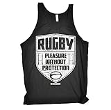123t Slogans Unisex Men's Women's RUGBY PLEASURE WITHOUT PROTECTION - TANK VEST TOP