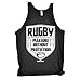 123t Slogans Unisex Men's Women's RUGBY PLEASURE WITHOUT PROTECTION (M - BLACK) TANK TOP