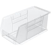 Akro-Mils 30230 AkroBins Plastic Storage Bins, Space-Saving Stackable Bins for Garage, Pantry, Craft Organization, 11-" x 5-" x 5-", Clear, 12-Pack