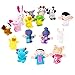 OPount 16 Pcs Soft Plush Animal Finger Puppets Set Including 10 Pcs Animal + 6 Pcs People Family Members Educational Toys