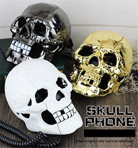TeeNoke New Cool Skeleton Skull Shape Novelty Wired Telephone with Led Eyes Home Office Decoration(Color Random)