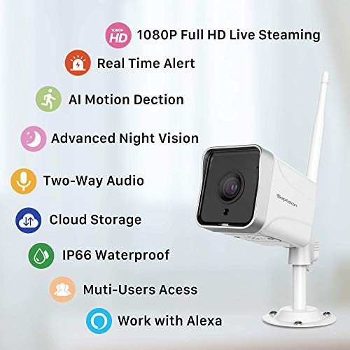 Security Camera Outdoor, Septekon 1080P WiFi Home Surveillance Camera, IP66 Waterproof FHD Night Vision Cameras with… - Image 2