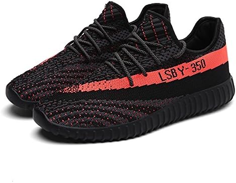 Women Men's Lace Up Lightweight Fashion Sneakers Athletic Sport Casual Running Shoes (Women US6/Men US6.5/EU37, Black/Orange)