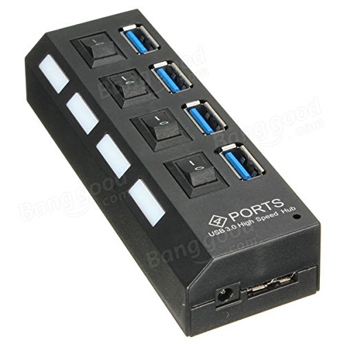 Pink Lizard 4 Ports USB 3.0 External HUB Adapter with Switch
