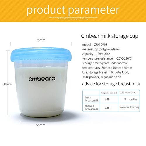 Breastmilk Storage Organizer Breastmilk Storage Bottles Breast Milk Storage Cups BPA Free 180ml / 6 oz Pack of 4