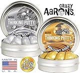 Crazy Aaron's Thinking Putty Metallic Mini Tins Brilliant Gold & Shiny Silver Gift Set Bundle - 2 Pack (.47 oz Each)
