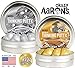 Crazy Aaron's Thinking Putty Metallic Mini Tins Brilliant Gold & Shiny Silver Gift Set Bundle - 2 Pack (.47 oz Each)