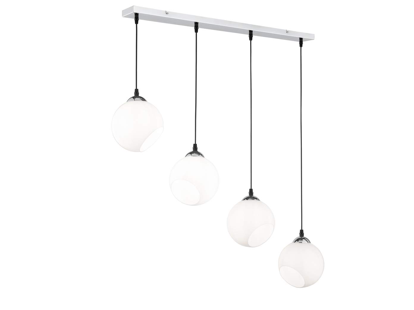 Reality Leuchten Clooney Pendant Light Metal Chrome Glass Excl. 1x E27 Pendant 4-Bulb White