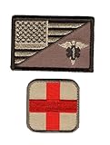 EMT USA Flag Medic Cross Tactical Hook Patch 2pcs Bundle by Miltacusa