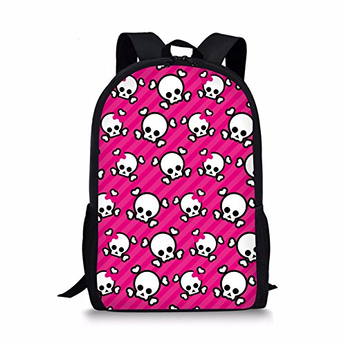 Coloranimal Cute Pink Skull Backpack for Girls Kids School Bag