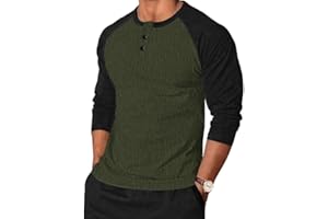 TARAINYA Henley Shirt Men Cotton 3-Button Casual Long Sleeve
