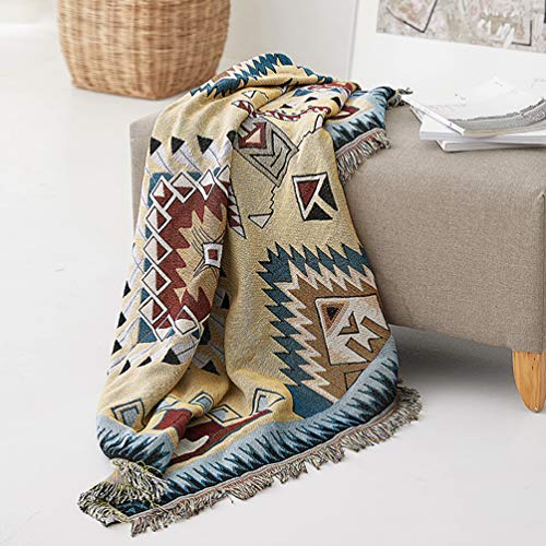 PHNAM Throw Blanket with Fringe for Couch Bed Soft Decorative Cozy