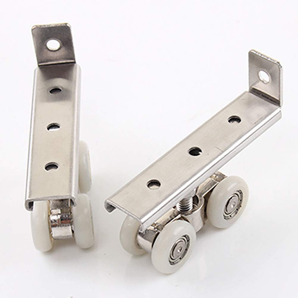 2 Pcs Rollers Runners, Stainless Steel 30KG Sliding Door Roller Bear for Furniture Hardware Wheel (Silver)