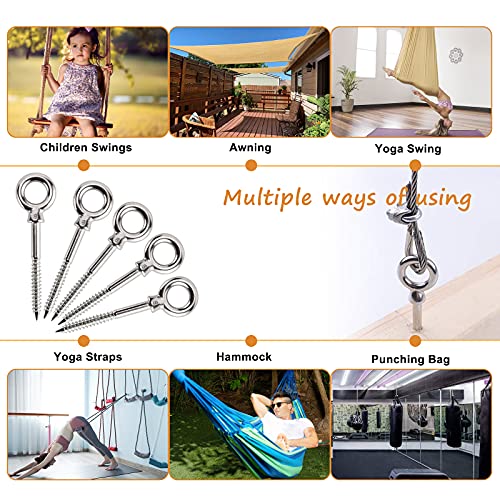 Stainless Steel Eye Screws, Durable Eye Hooks Screw in Heavy Duty, Eye