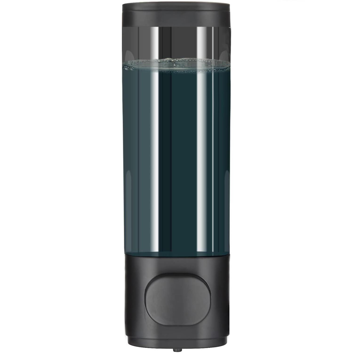 300ml Wall Mounted Soap Dispenser, No Drill Black Plastic Bathroom Dispenser for Shampoo Shower Gel (Black, 300ml*1, Black pipe)