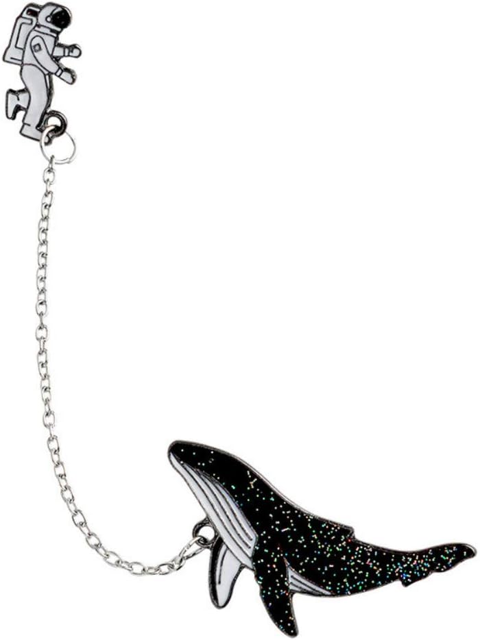 2 Pcs Creative Brooches, Astronaut space whale Enamel Brooches Pins Set Denim collar badge for Clothes Bags Brooches Decorations