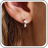 Aneneiceera Vintage Tiny Crystal Pearl Huggie Hoop Earrings Gold Rhinestone Hoop Dangle Earring Small Cz Pearl Circle Huggie Earrings Cz Paved Loop Earrings Jewelry for Women