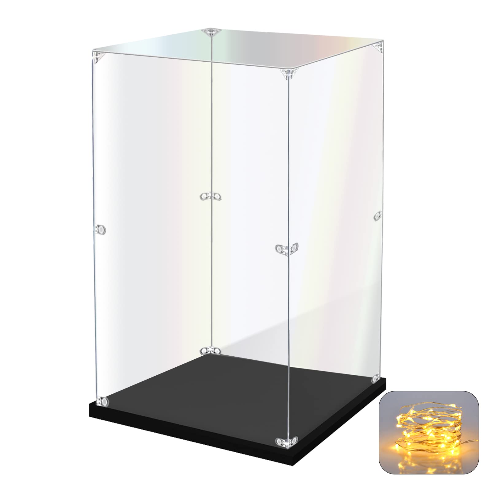 Photo 1 of KOLIPI Acrylic Display Case for Collectibles Assemble Clear Acrylic Display Box for Lego Alternative Glass Case for Showcasing Figures Doll Toys Home Storage(8x8x14 inch, 20x20x35 cm)