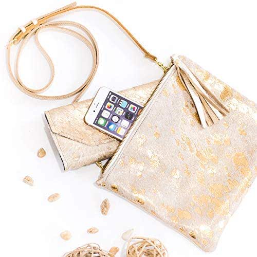 gold leather cross body bag