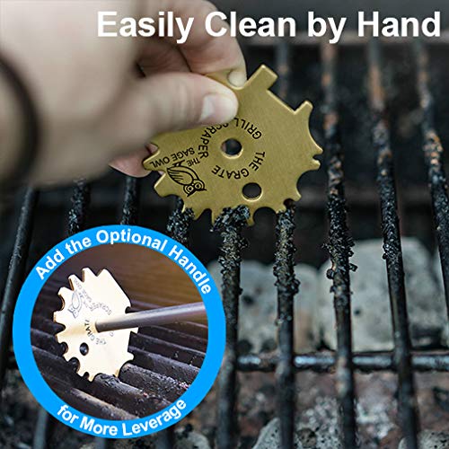 Safe Brass Grill Scraper Tool - Avoid A Common Outdoor Grilling Hazard with This BarBQue Tool - The Grate Grill Scraper