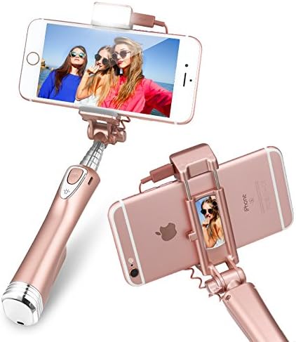 Wireless Selfie Stick,Draway Upgrade Smaller and Lighter Three Level 270 Degree Fill Light Phone Stick for Iphone/Samsung Galaxy/Android Phone(Rose-Gold)