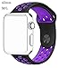 SeKon 42mm Soft Silicone Replacement Band for Apple Watch Series 2, Series 1, Sport, Edition (42mm M/L Black/Purple)