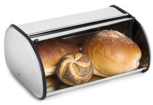 Greenco Stainless Steel Bread Bin Storage Box, Roll up Lid (Stainless steel)