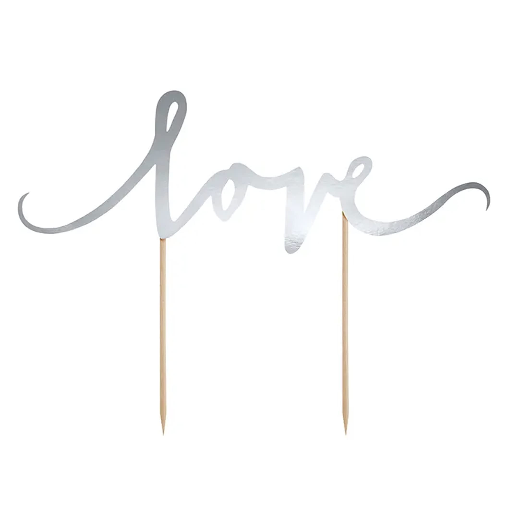 Lage Silver Cake Topper “Love”, Cake Picks Decoration for Valentine’s Day, Romantic Parties, Wedding, Anniversary, Engagement, Bridal Shower, Celebrations – H 17 x W 23 cm