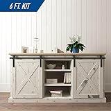 Architectural Products 72" Mini Barn Door Hardware Kits for Double Cabinet Doors. Classic Strap Design in Matte Black FSDH-STPKT-BK-6-DD trimmable down to 66". measuring 1" in height