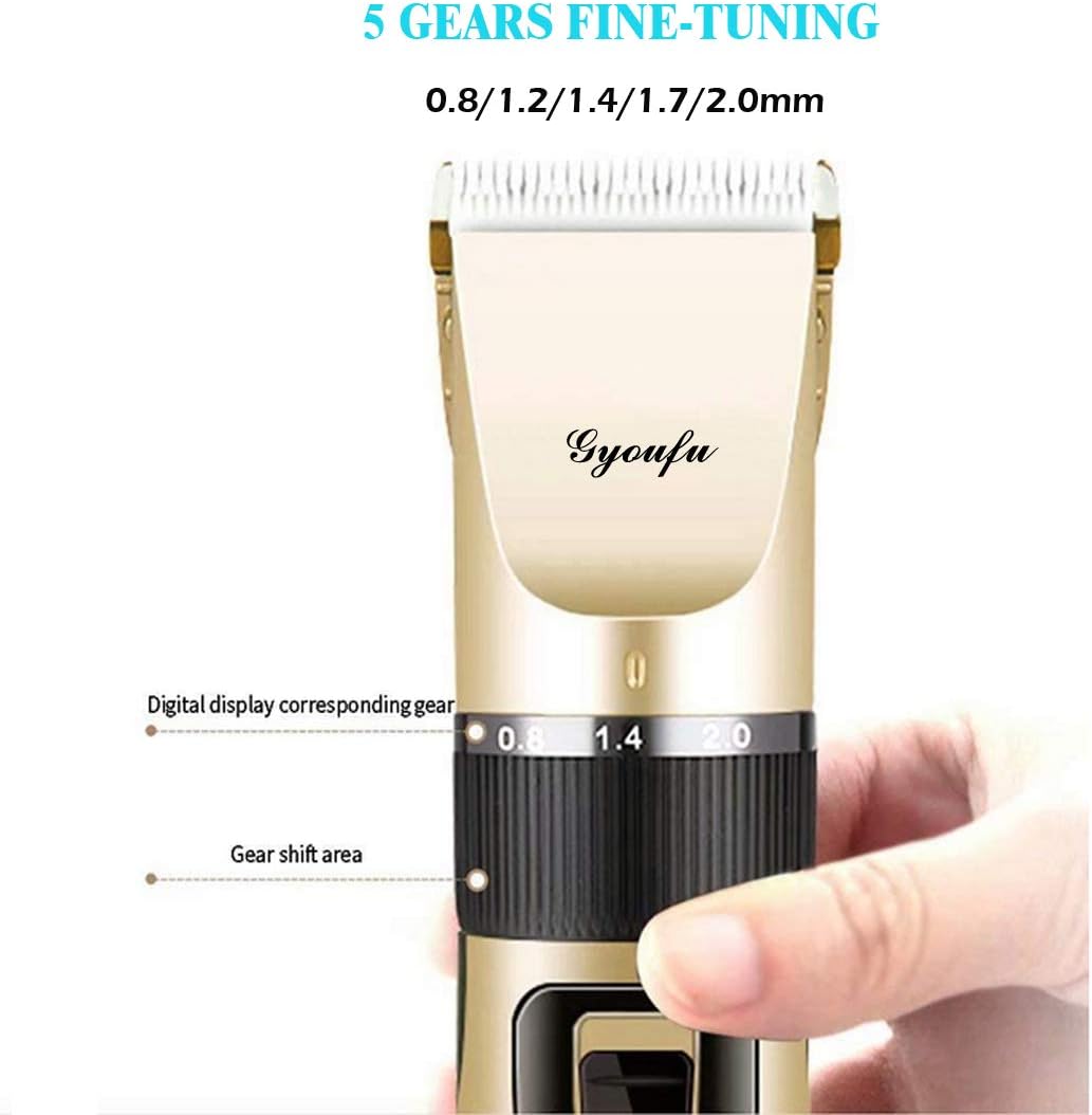 Hair Clippers for Men Hair Cutting Kit Electric Rechargeable Beard Trimmer Cordless Low Noise Beard Shaver for Pet Dogs Baby Kids with Guide Combs (Gold A1) - Image 4