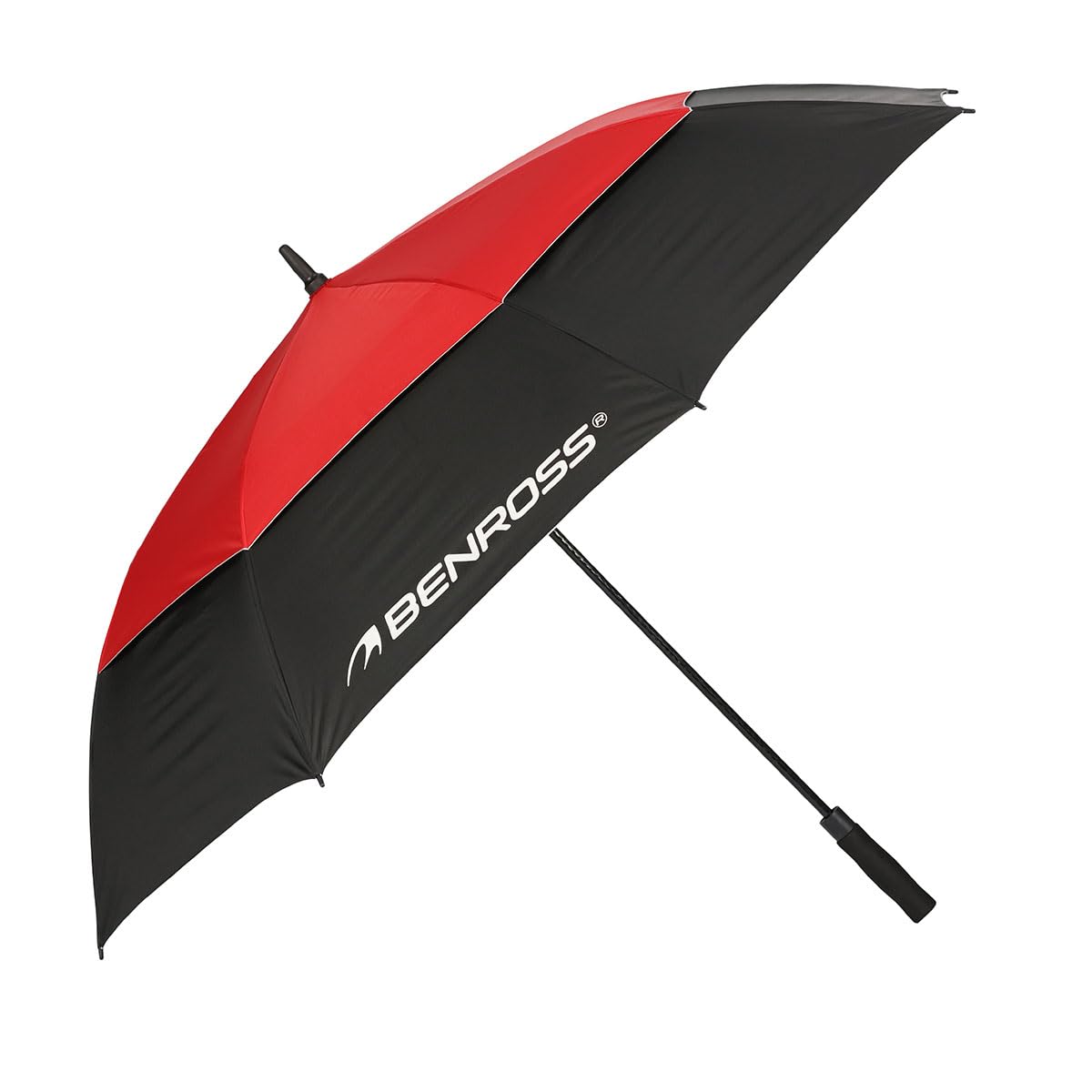BENROSS By American Golf Windproof 68" Dual Canopy Golf Umbrella – Strong Lightweight Fibreglass Frame with UV Protection & Non-Slip Handle – Black/Red