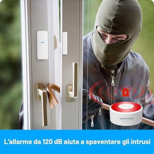 AGSHOME Wireless Home Alarm with 1080P Camera for Smart Security Scenarios, 120DB Alarm Connected to 2.4 GHz, 9 Wireless Home Alarm Kits Compatible with Alexa and Google Assistant