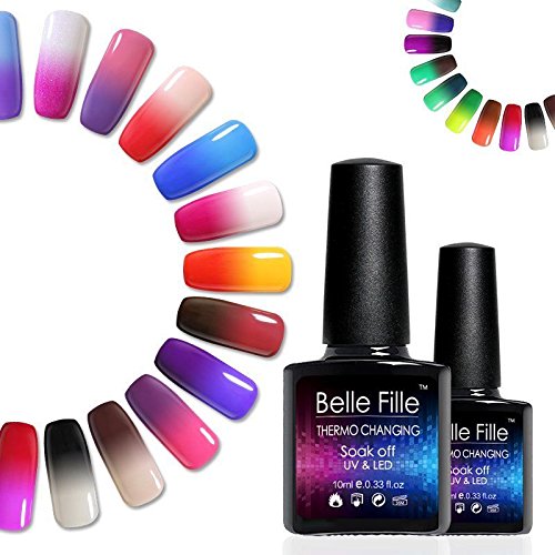 Belle Fille Temperature Changing Color Gel Nail Polish Varnish UV LED Manicure Soak Off Nail Art 48 Colors 10ml