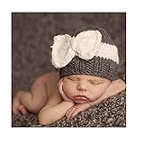 Highpot Newborn Baby Boy Girl Knitted Wool Bow Beanie Crochet Winter Warm Hat (Dark Gray)