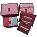 Hopsooken Travel Organizer Luggage Compression Pouches, Wine Red (6-Piece Set)