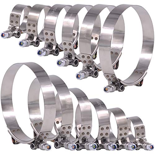 Glarks 12Pcs 6 Sizes 32116mm Stainless Steel TBolt Hose Clamps Turbo