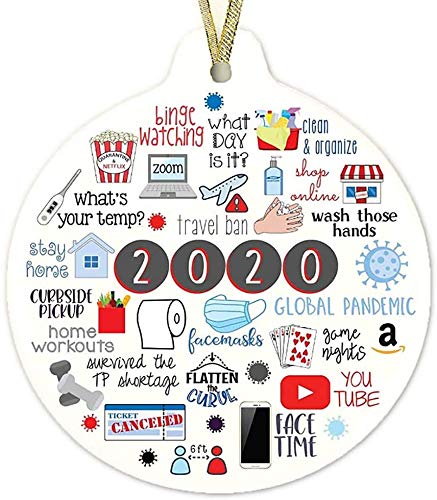 Hoepaid 8 Pcs Remembering 2020 Ornament Year of Quarantine Ornament Funny Ornament 2020 Events 2020 