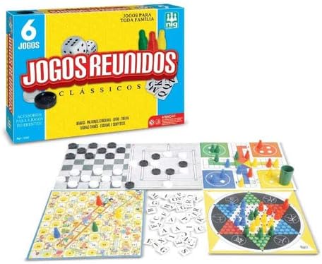 Kit 06 Jogos De Tabuleiro Dama Ludo Xadrez Chines Escada Nig por MATELIZ