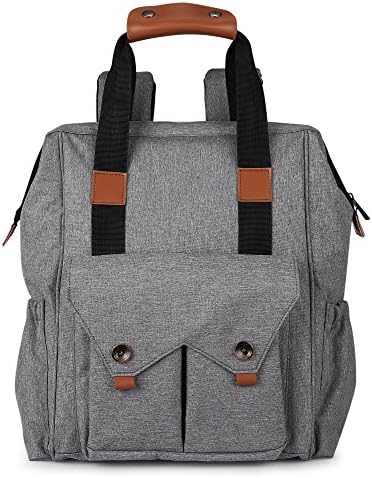 Baby Diaper Backpack - Durable Diaper Bag with Change Pad,Stroller Straps, Insulated Pockets, Light Weight, Gray