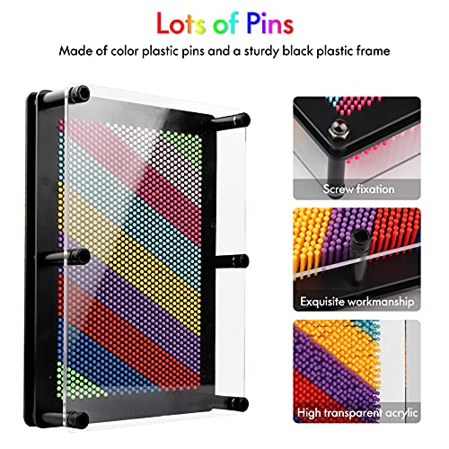 3D Pin Art Board Toy, Colourful Plasic Board Large Size(6 x 8 inches