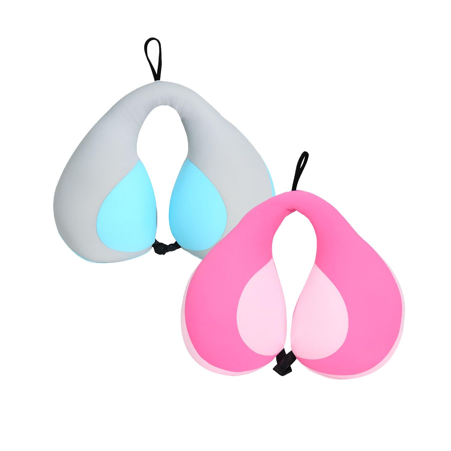 Photo 1 of MOOB Kids Travel Neck Pillow for Airplane, 2PCS Toddler Neck Pillow for Traveling, Gifts for Toddler/Child/Kids (Pink &Grey Blue)