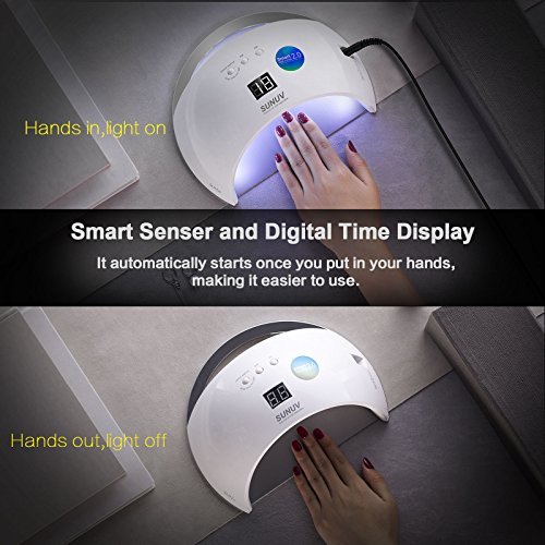 SUNUV SUN6 36W UV Nail Lamp Led Nail Dryer for Gels Nail Polish with Sensor (White)