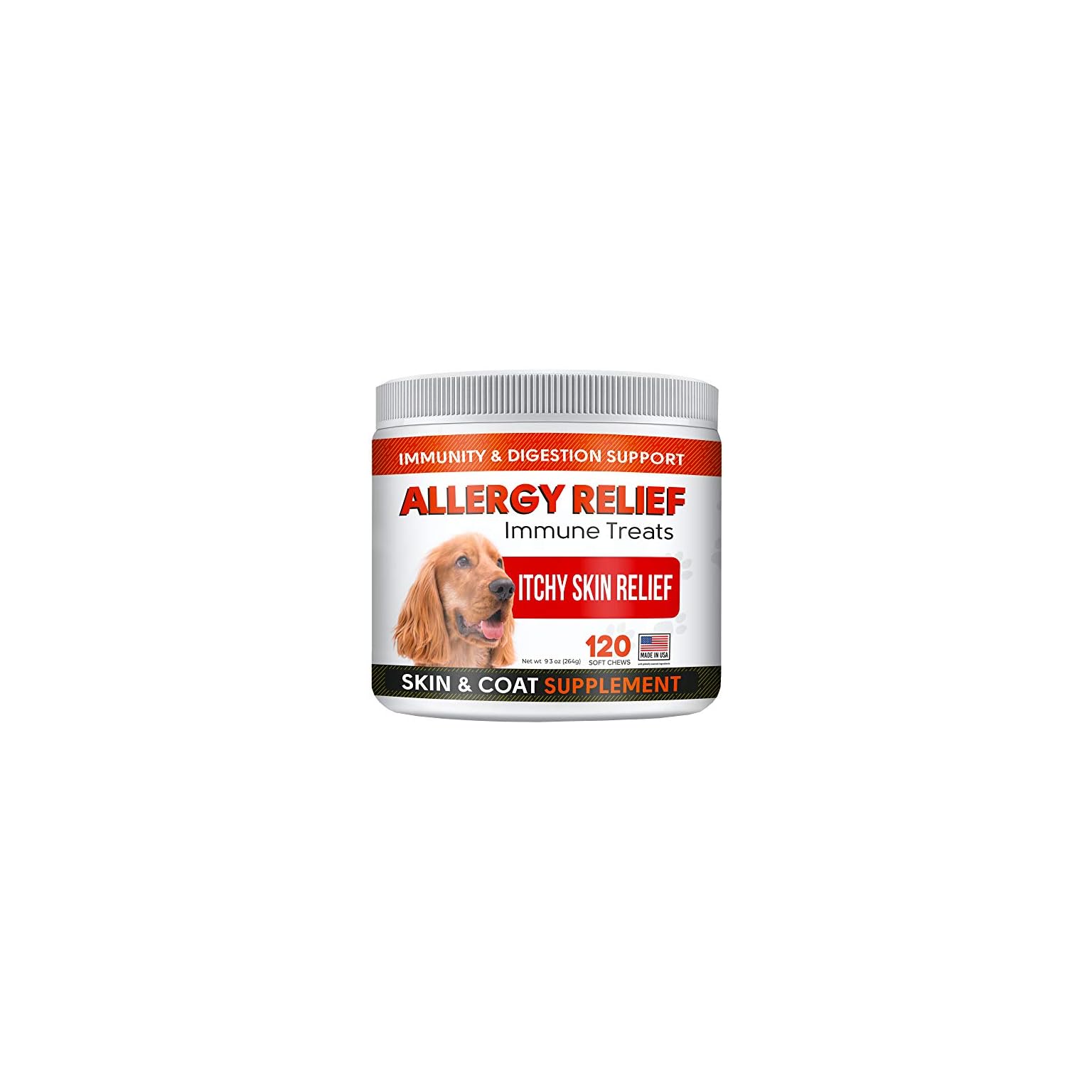 STRELLALAB Allergy Relief Chews for Dogs with Omega 3 + Probiotics
