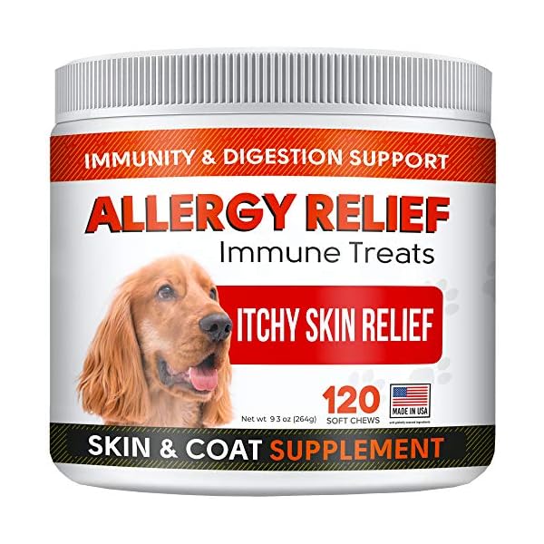 STRELLALAB Allergy Relief Chews for Dogs with Omega 3 + Probiotics