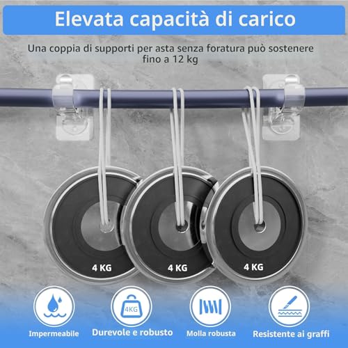No Hole Curtain Hooks, Adhesive Curtain Hooks with Screws - Curtain Rod Bracket/Holder for Bathroom, Kitchen, Living Room, Bedroom (Transparent 4 Pieces)