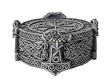 Norse Viking Vegviser Runic Compass Knotwork Thor Hammer Trinket Box Sculptural Decor 5 inch Diameter