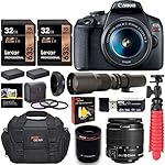Canon EOS Rebel T7 DSLR Camera Zoom Kit(Successor for EOS Rebel T6) + 500mm Preset f/8 Telephoto Lens + Tripod+ Lexar…