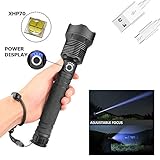 Telescopic USB Zoom Waterproof Camping Flashlight 5 Modes 90000 Lumens Xhp70 Xhp50 Rechargeable Water Resistant Handheld LED Light for Camping Outdoor Emergency(Battery Not Included) (Xhp70)